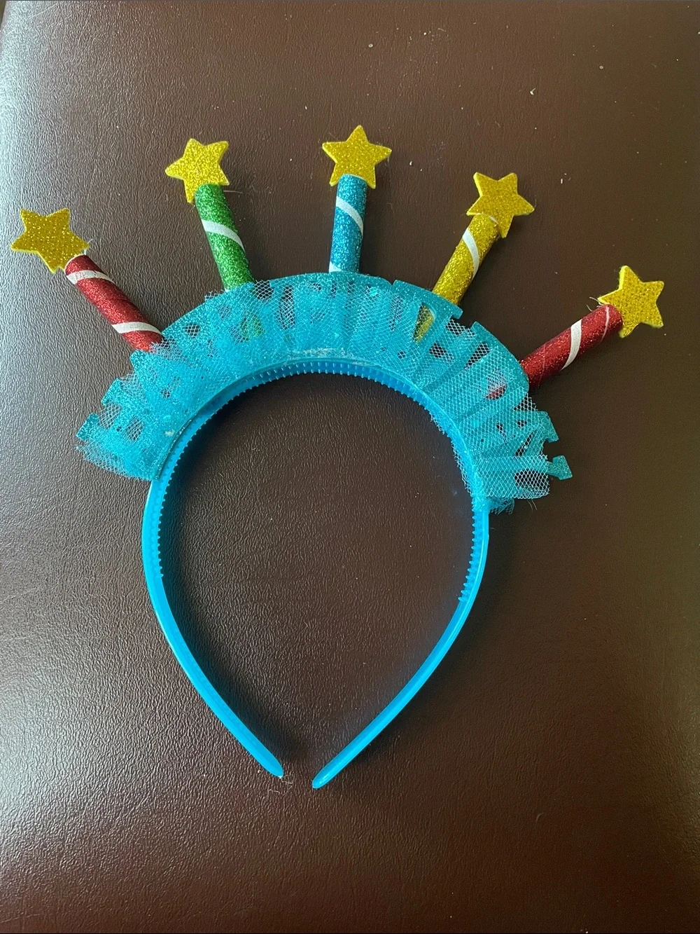 Happy Birthday Blue Headband with Candles